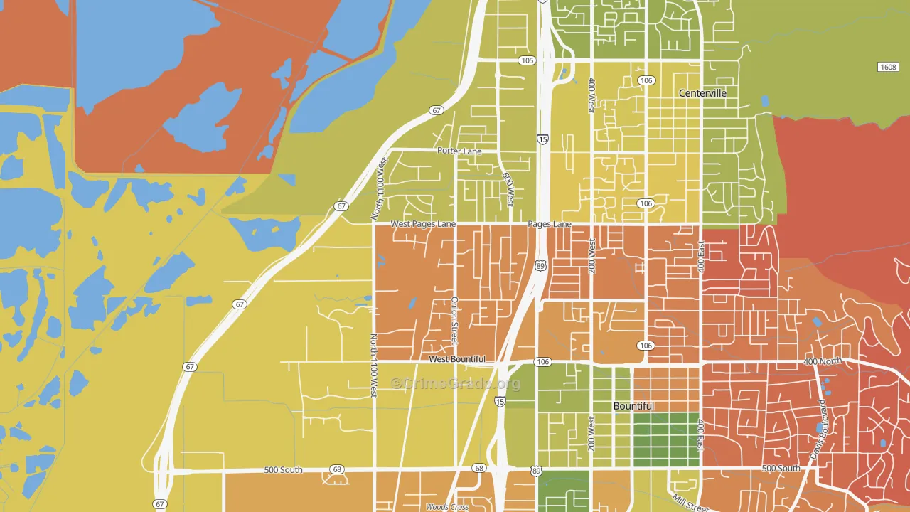 West Bountiful, UT Map of Theft Rates