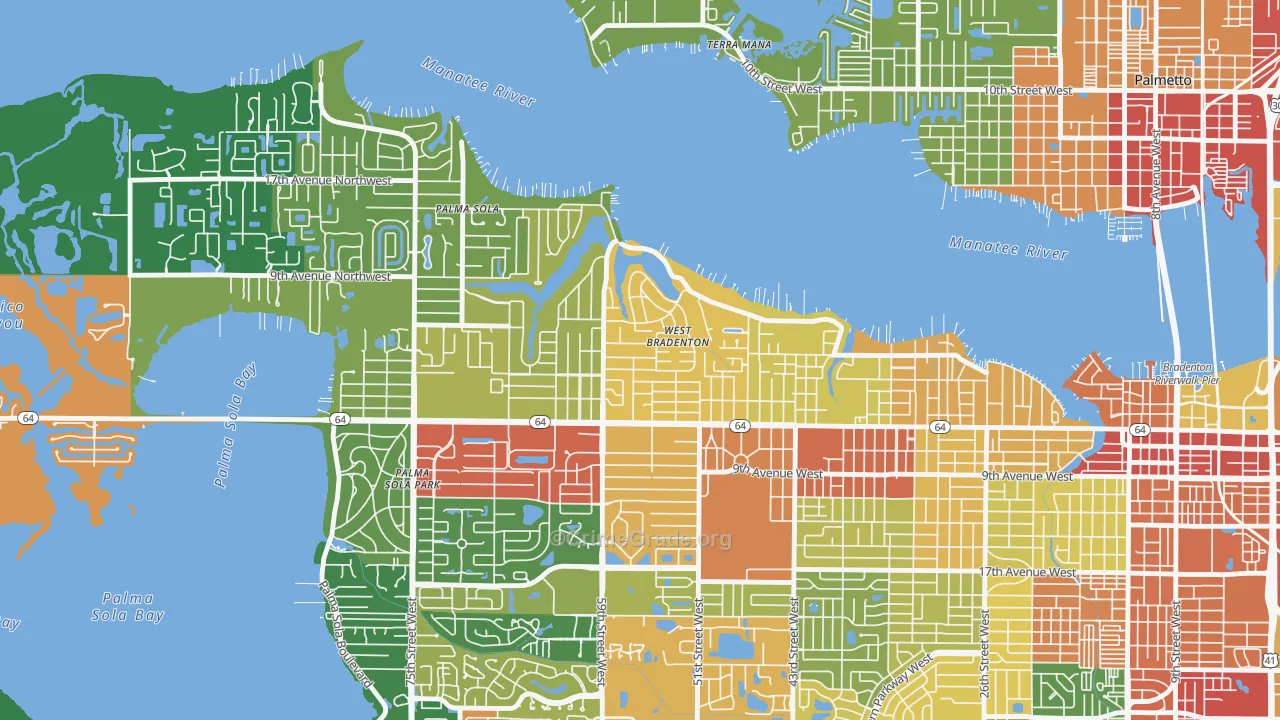 West Bradenton, FL Map of Theft Rates