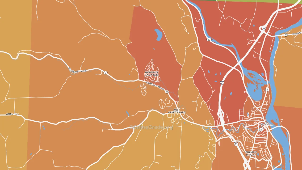 West Brattleboro, VT Map of Theft Rates