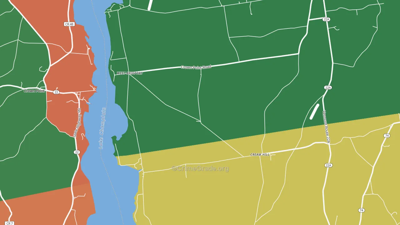 West Bridport, VT Map of Theft Rates