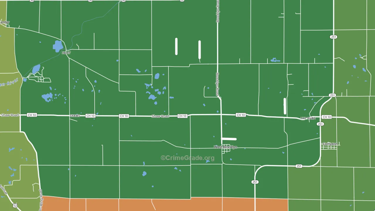 West Brooklyn, IL Map of Theft Rates