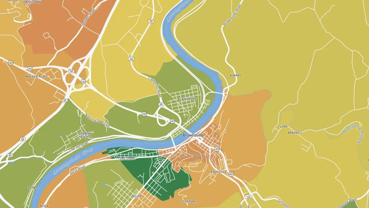 West Brownsville, PA Map of Theft Rates