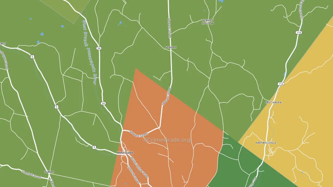 West Burke, VT Map of Theft Rates