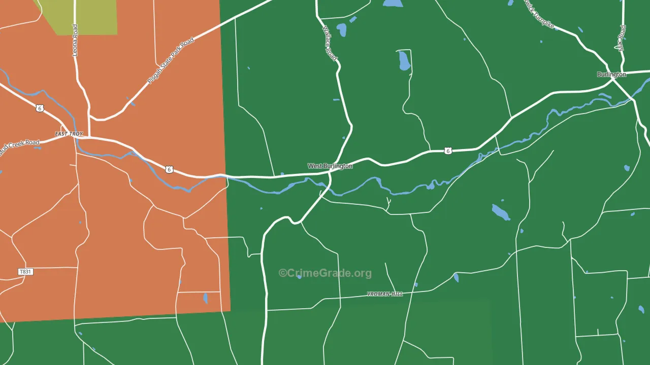 West Burlington, PA Map of Theft Rates