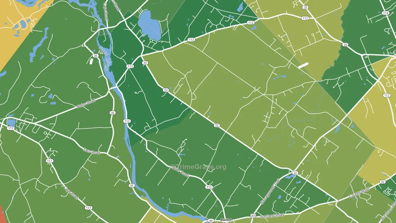 West Buxton, ME Map of Theft Rates