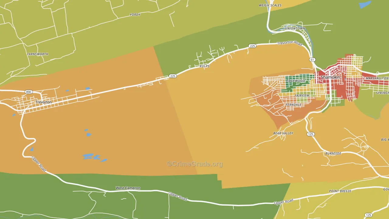 West Cameron, PA Map of Theft Rates