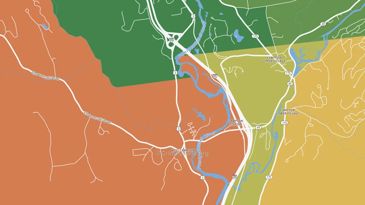 West Campton, NH Map of Theft Rates