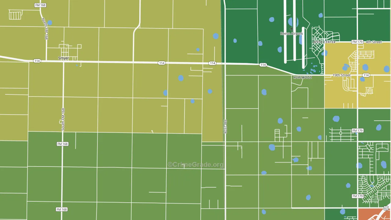 West Carlisle, TX Map of Theft Rates