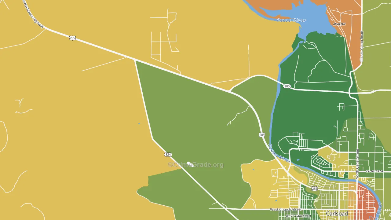 West Carlsbad, NM Map of Theft Rates