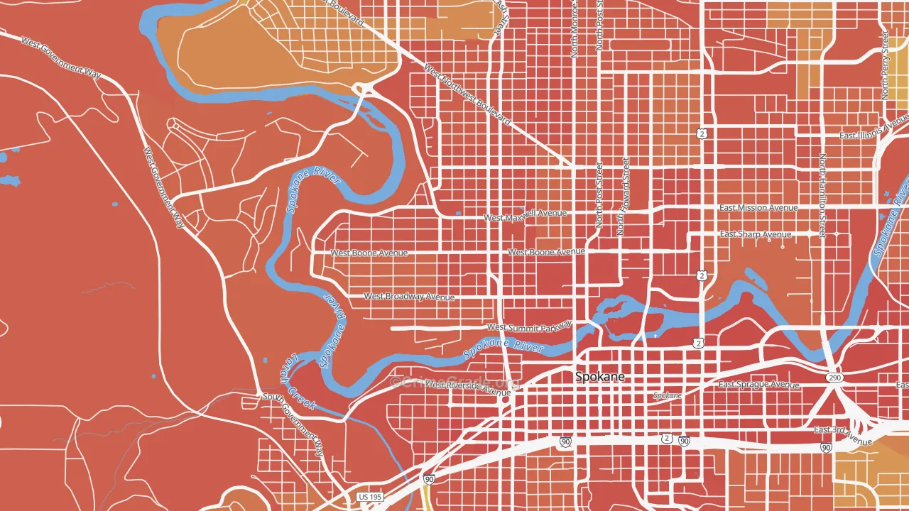 West Central, Spokane, WA Map of Theft Rates
