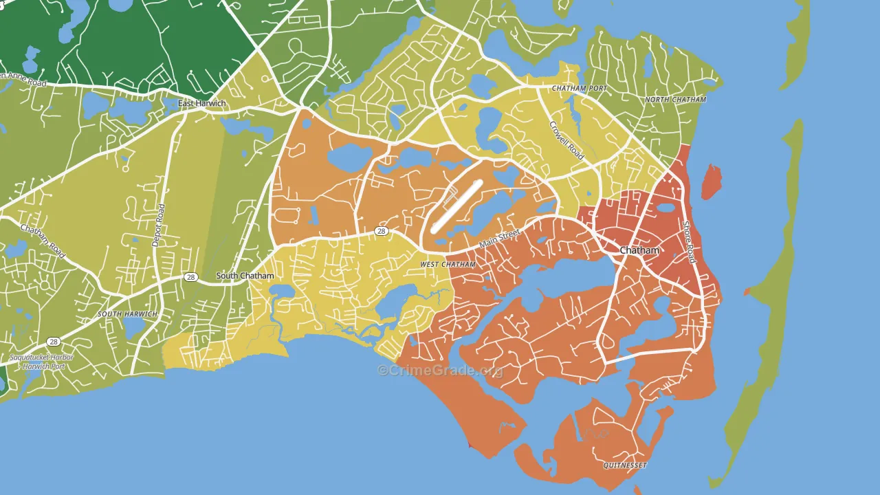 West Chatham, MA Map of Theft Rates