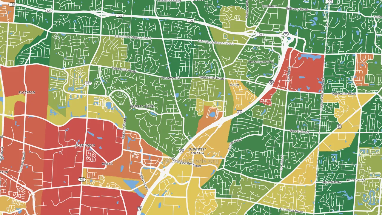 West Chester, OH Map of Theft Rates