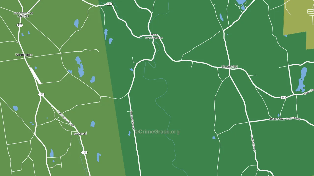 West Chesterfield, MA Map of Theft Rates