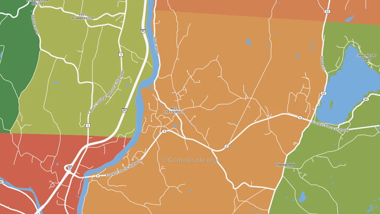 West Chesterfield, NH Map of Theft Rates