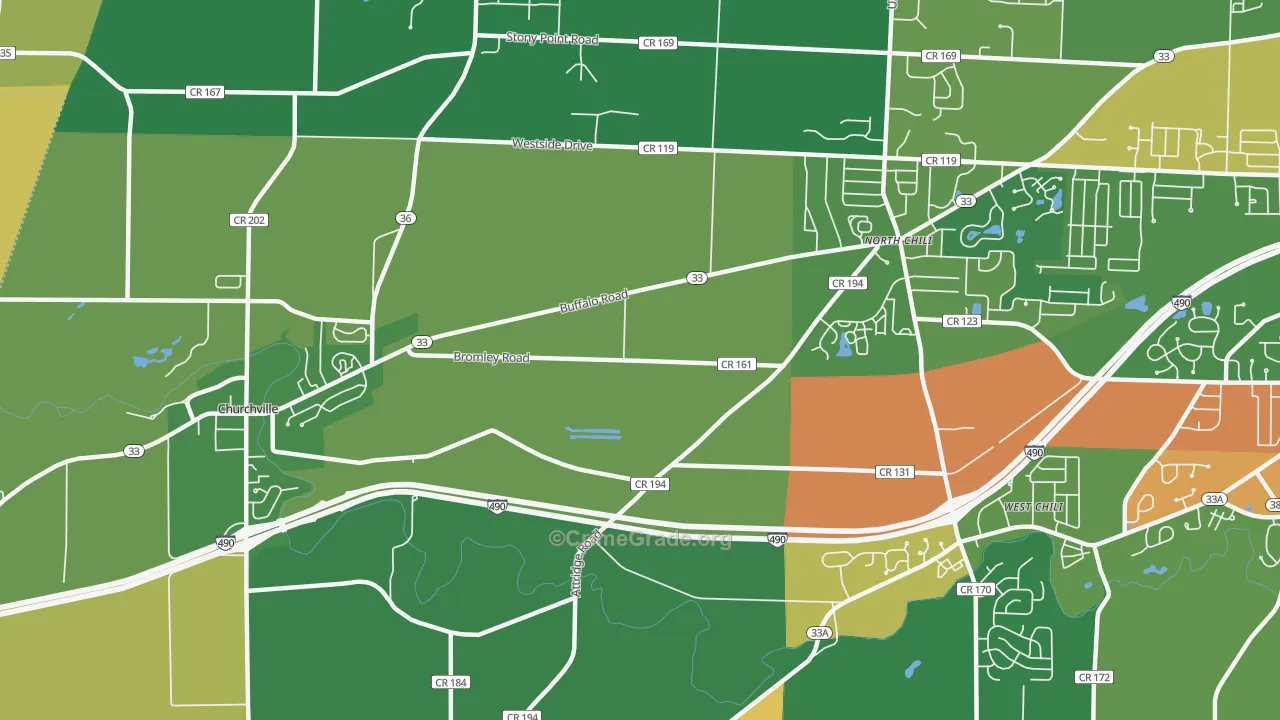 West Chili, NY Map of Theft Rates