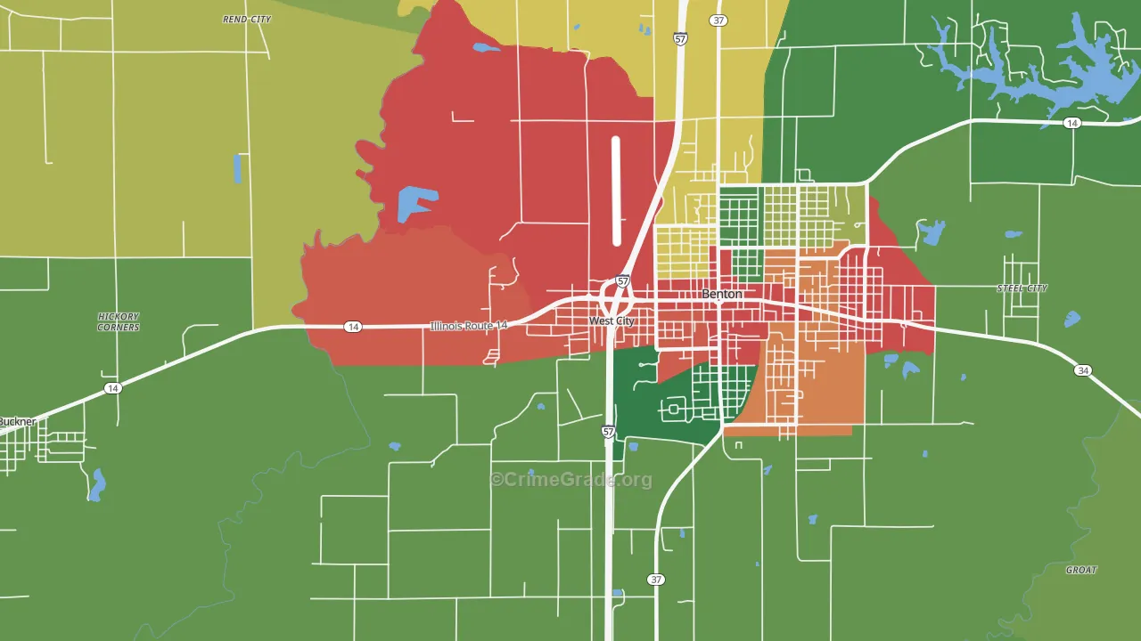 West City, IL Map of Theft Rates