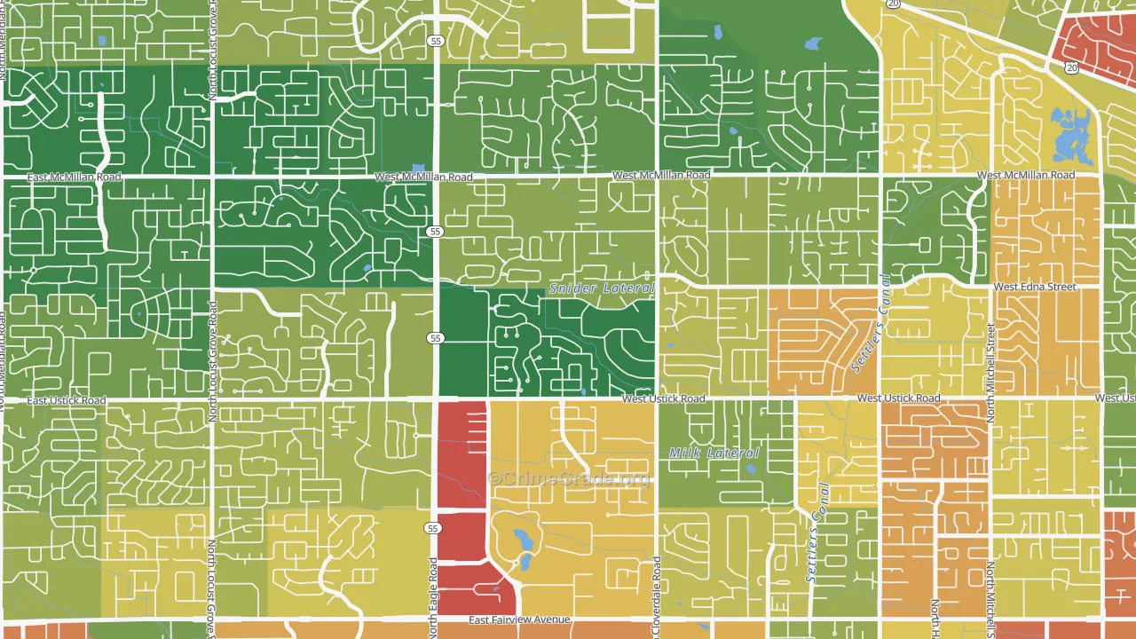 West Cloverdale, Boise, ID Map of Theft Rates