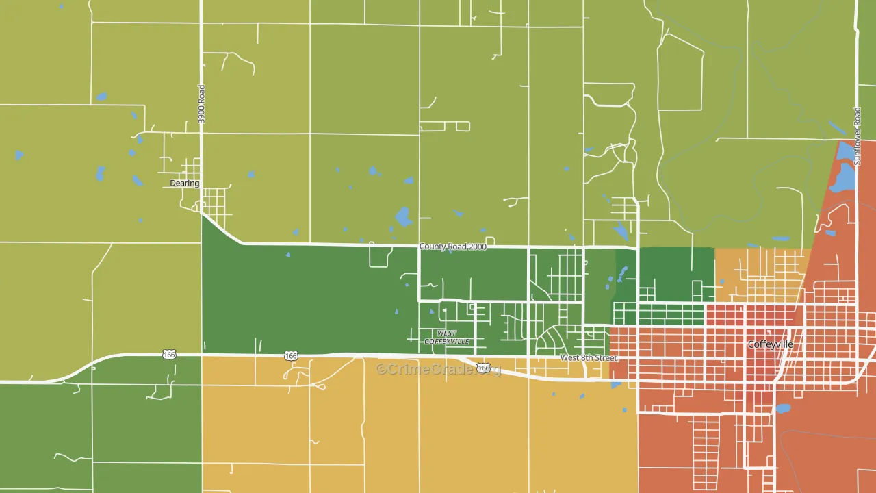 West Coffeyville, KS Map of Theft Rates
