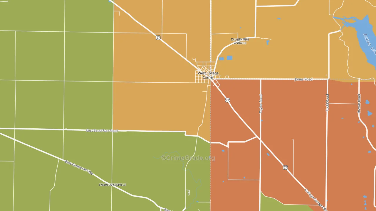 West College Corner, IN Map of Theft Rates