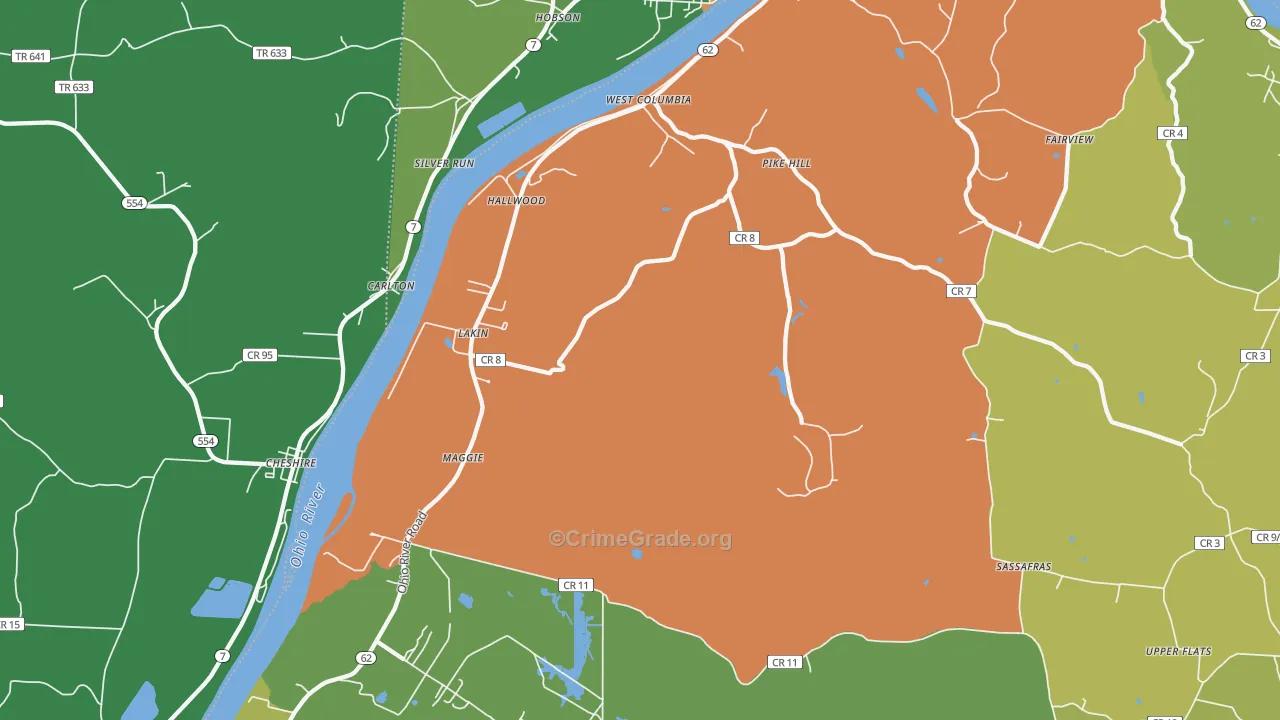West Columbia, WV Map of Theft Rates