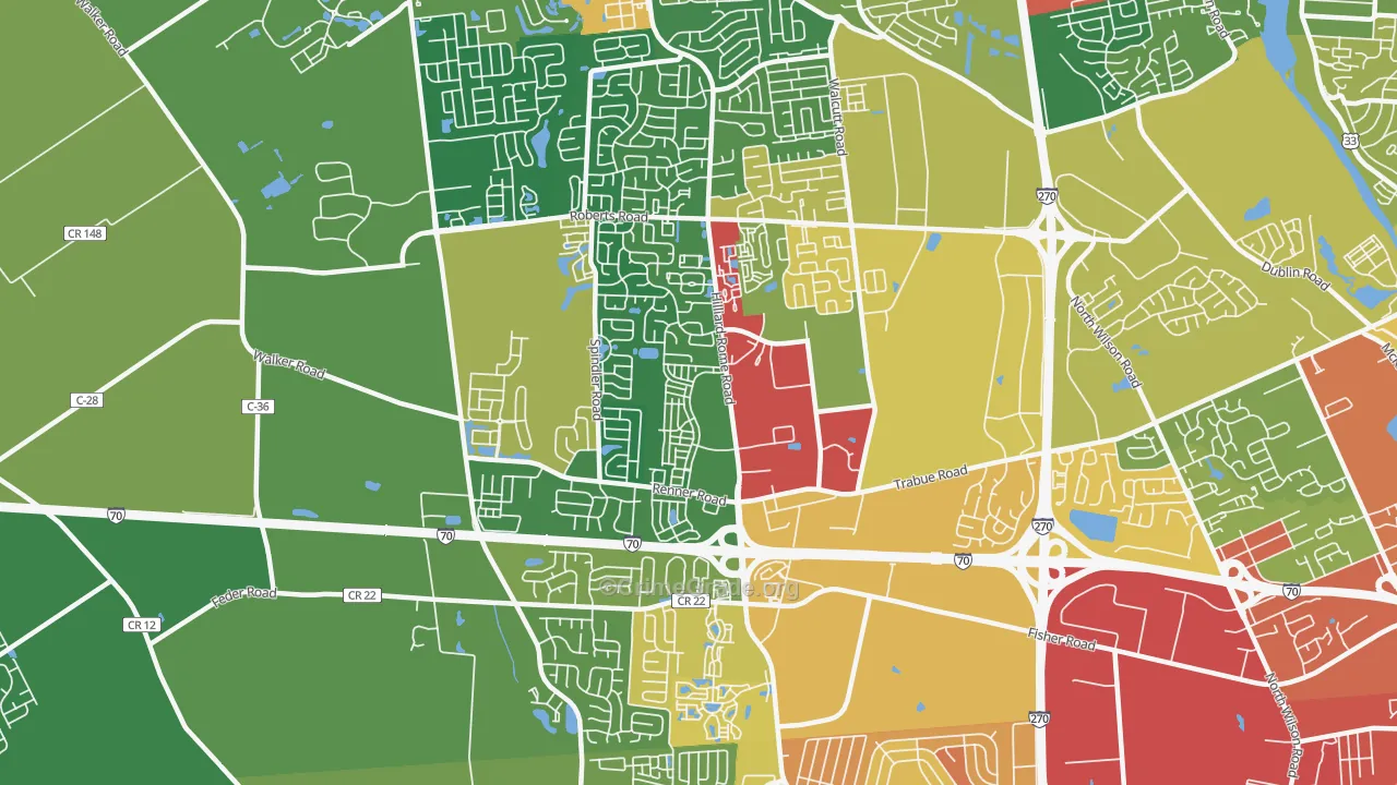 West Columbus Interim, Hilliard, OH Map of Theft Rates