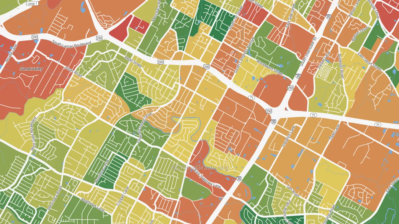 West Congress, Austin, TX Map of Theft Rates
