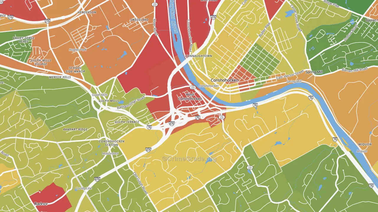 West Conshohocken, PA Map of Theft Rates