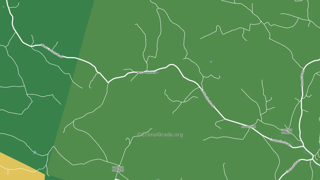 West Corinth, VT Map of Theft Rates