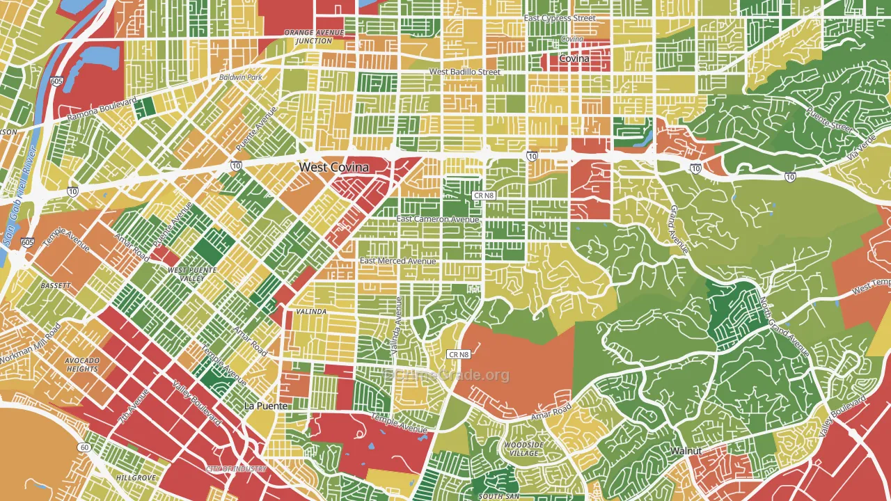 West Covina, CA Map of Theft Rates