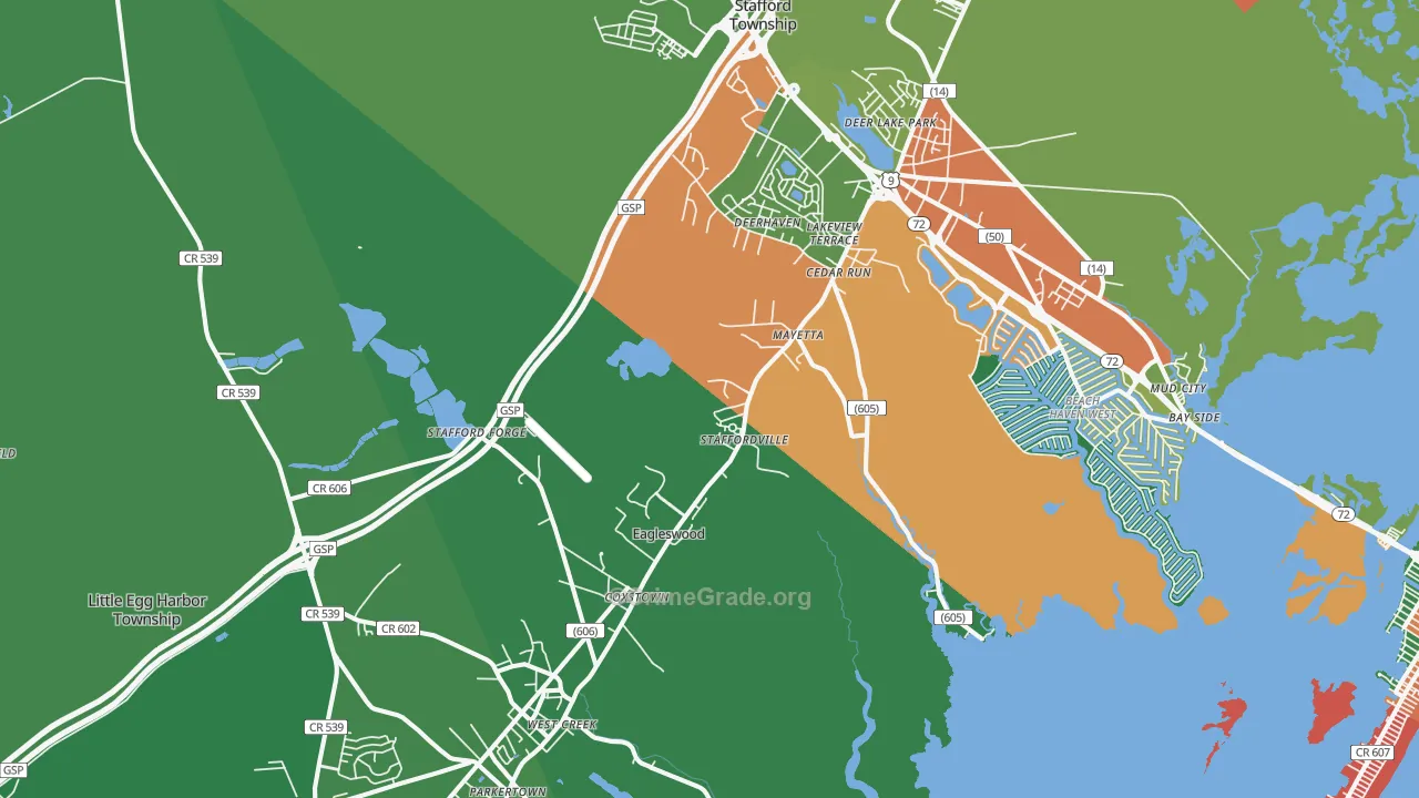 West Creek, NJ Map of Theft Rates