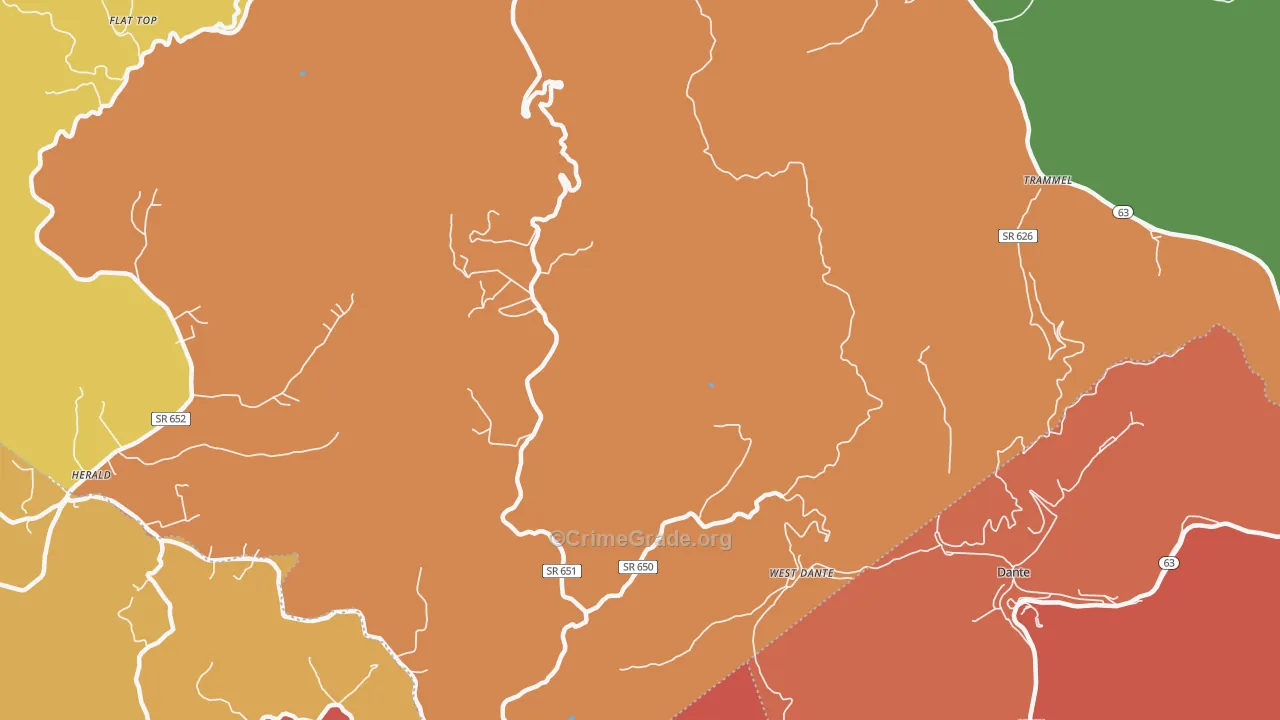 West Dante, VA Map of Theft Rates