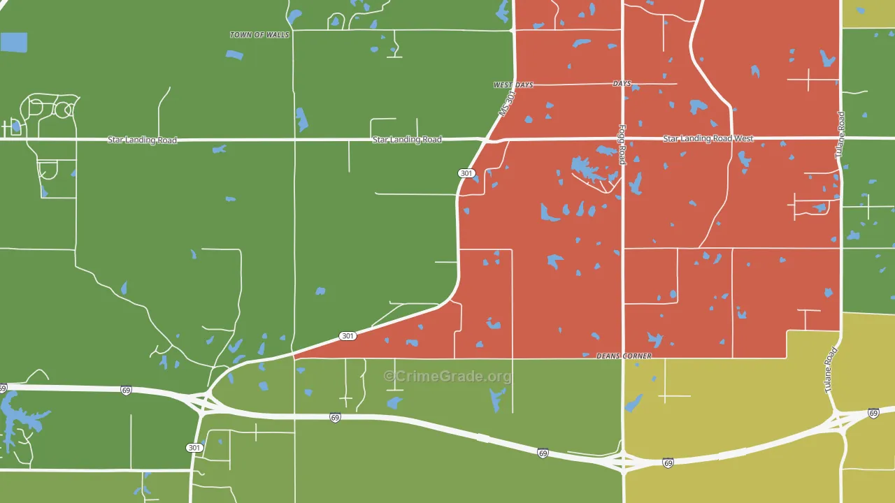 West Days, MS Map of Theft Rates