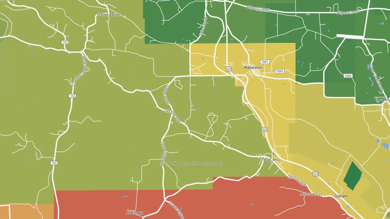 West Decatur, PA Map of Theft Rates