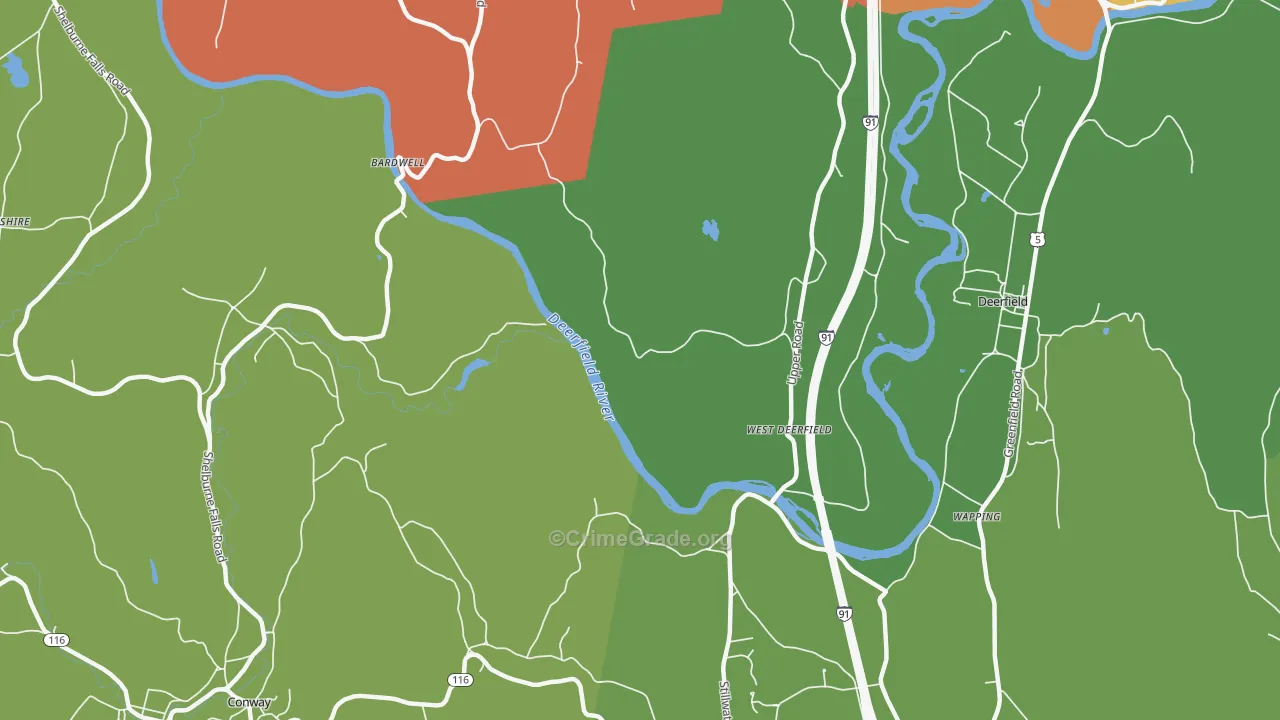 West Deerfield, MA Map of Theft Rates