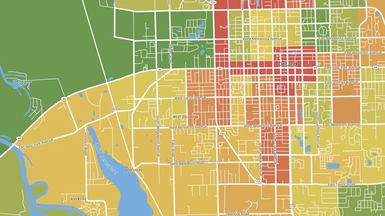 West DeLand, FL Map of Theft Rates