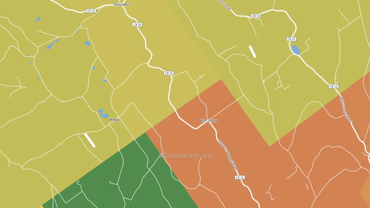 West Delhi, NY Map of Theft Rates