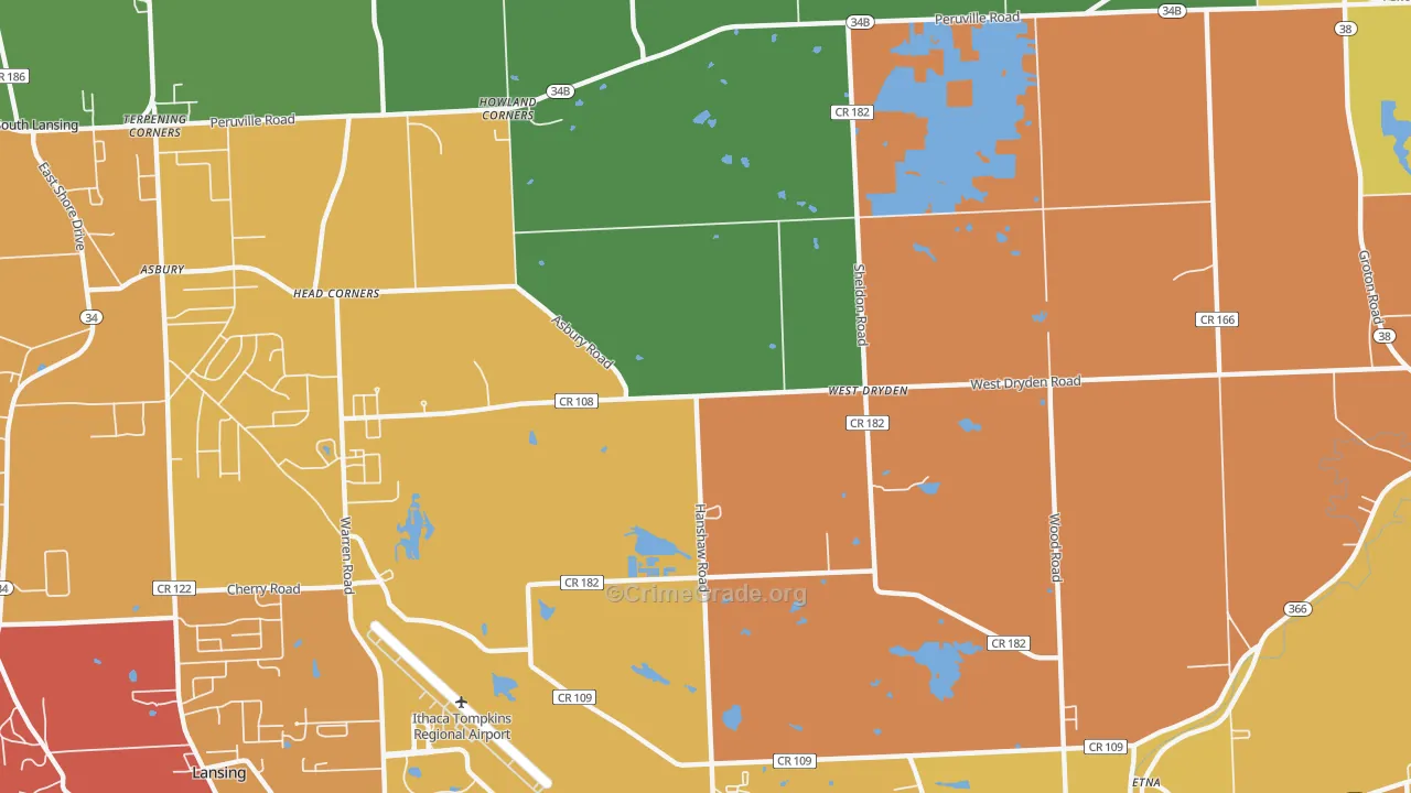 West Dryden, NY Map of Theft Rates