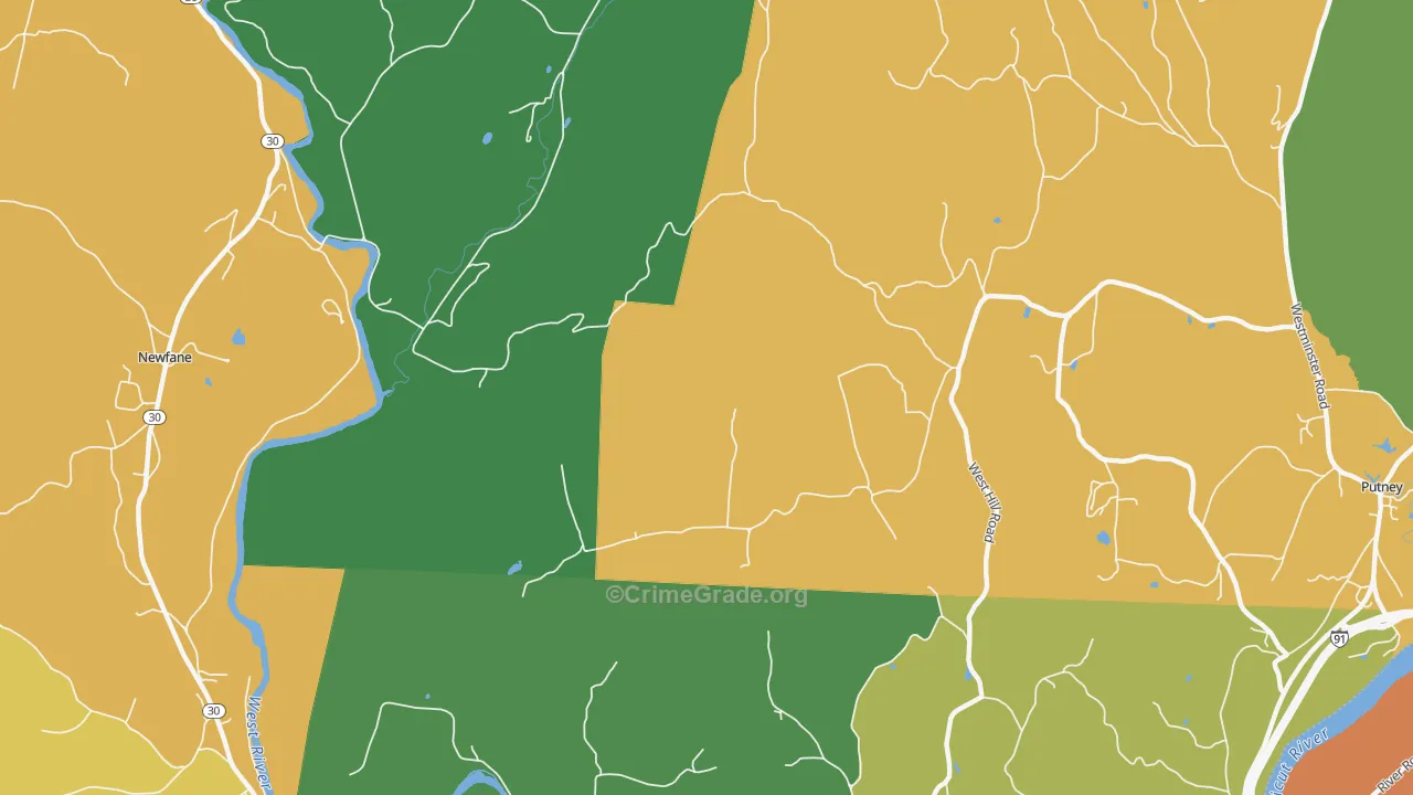 West Dummerston, VT Map of Theft Rates