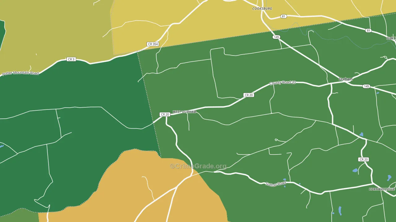 West Durham, NY Map of Theft Rates