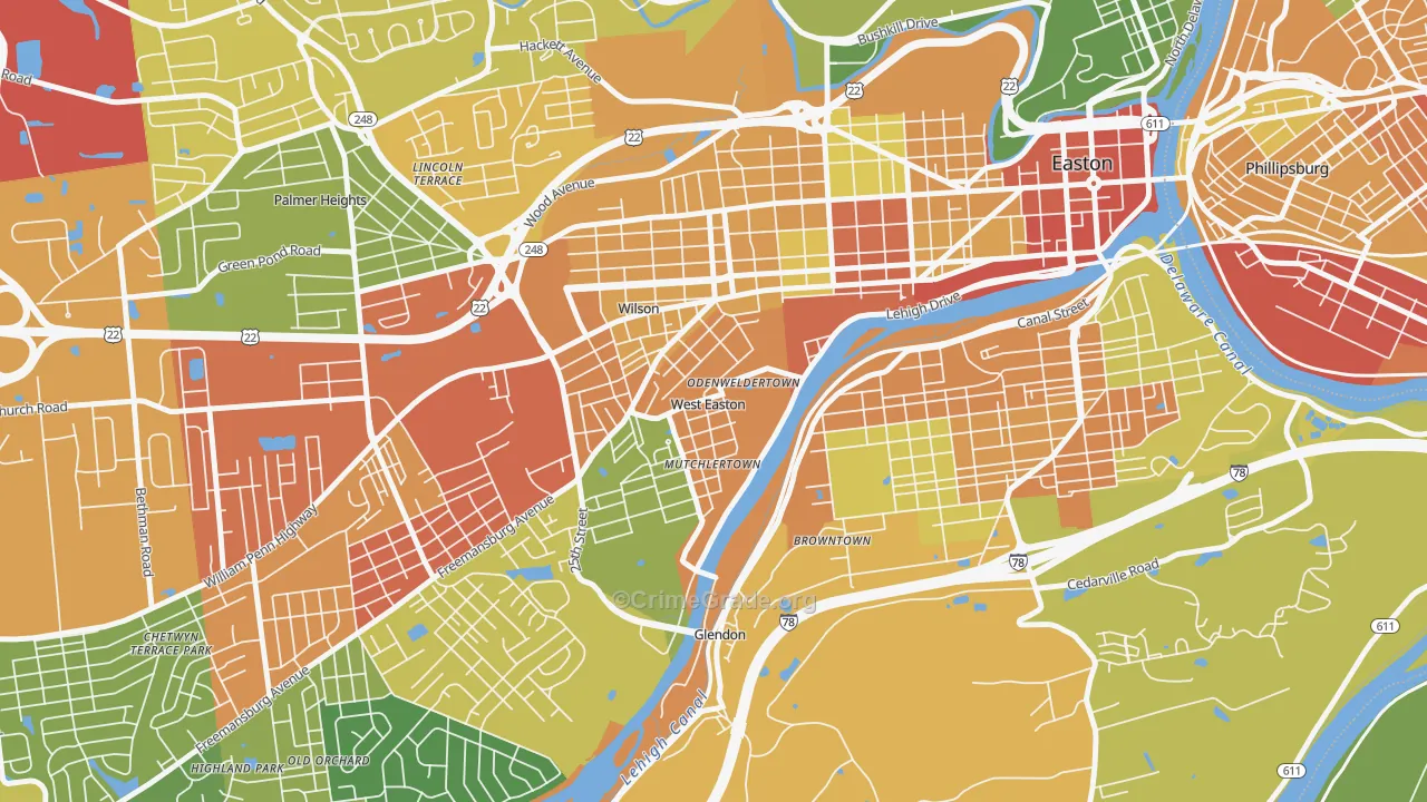 West Easton, PA Map of Theft Rates