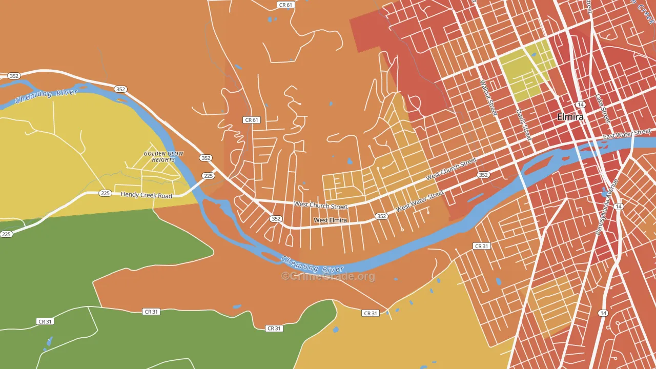 West Elmira, NY Map of Theft Rates