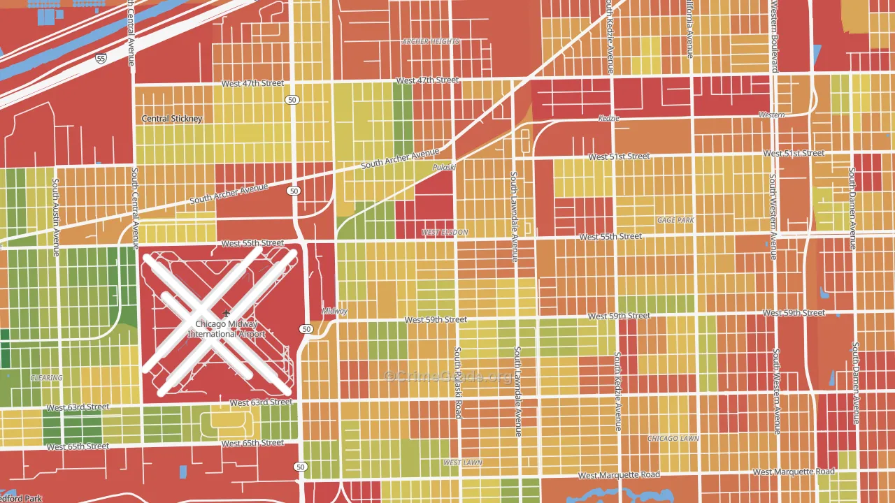 West Elsdon, Chicago, IL Map of Theft Rates