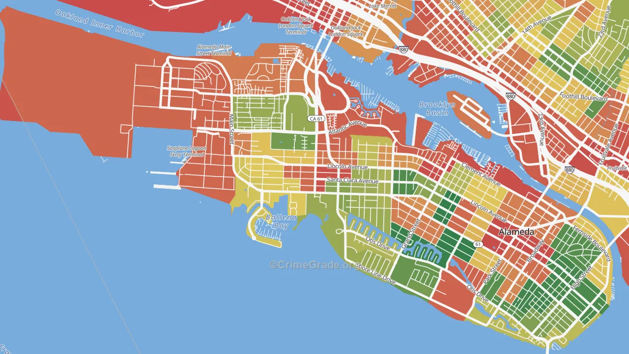 West End, Alameda, CA Map of Theft Rates