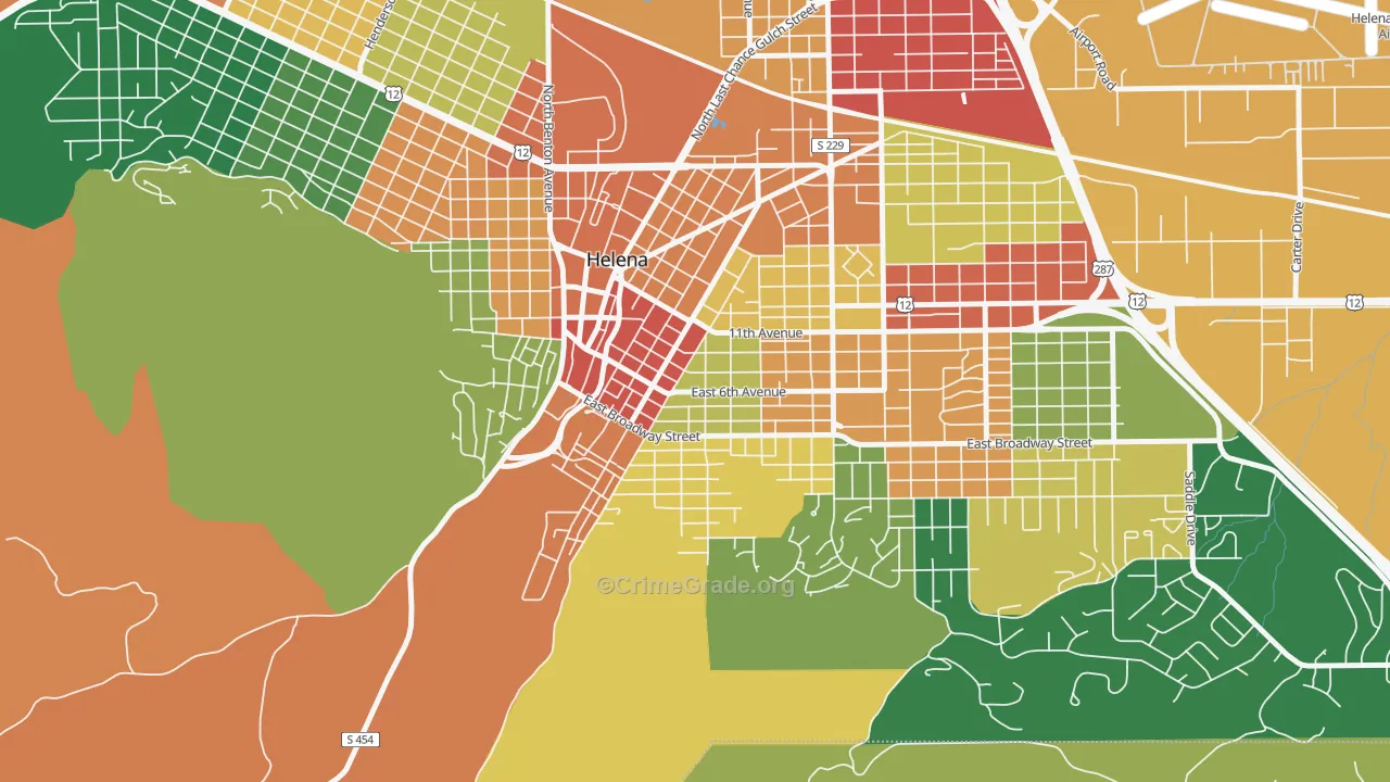 West End Helena, Helena, MT Map of Theft Rates