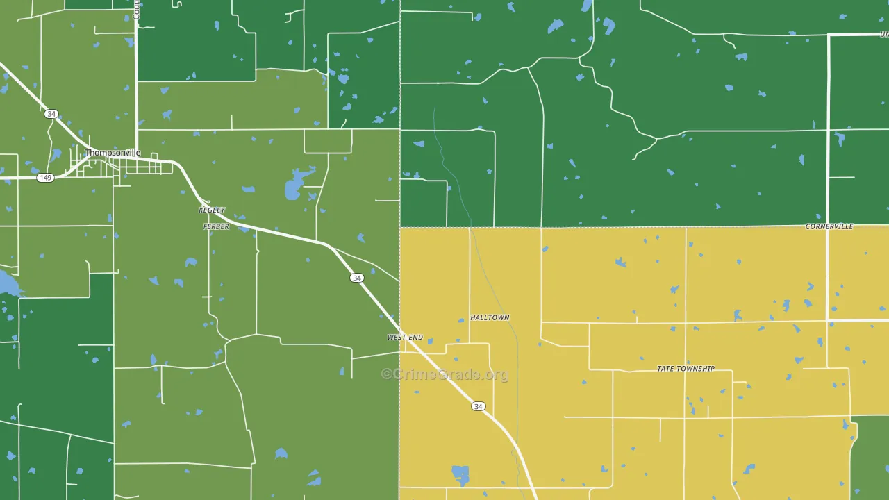 West End, IL Map of Theft Rates