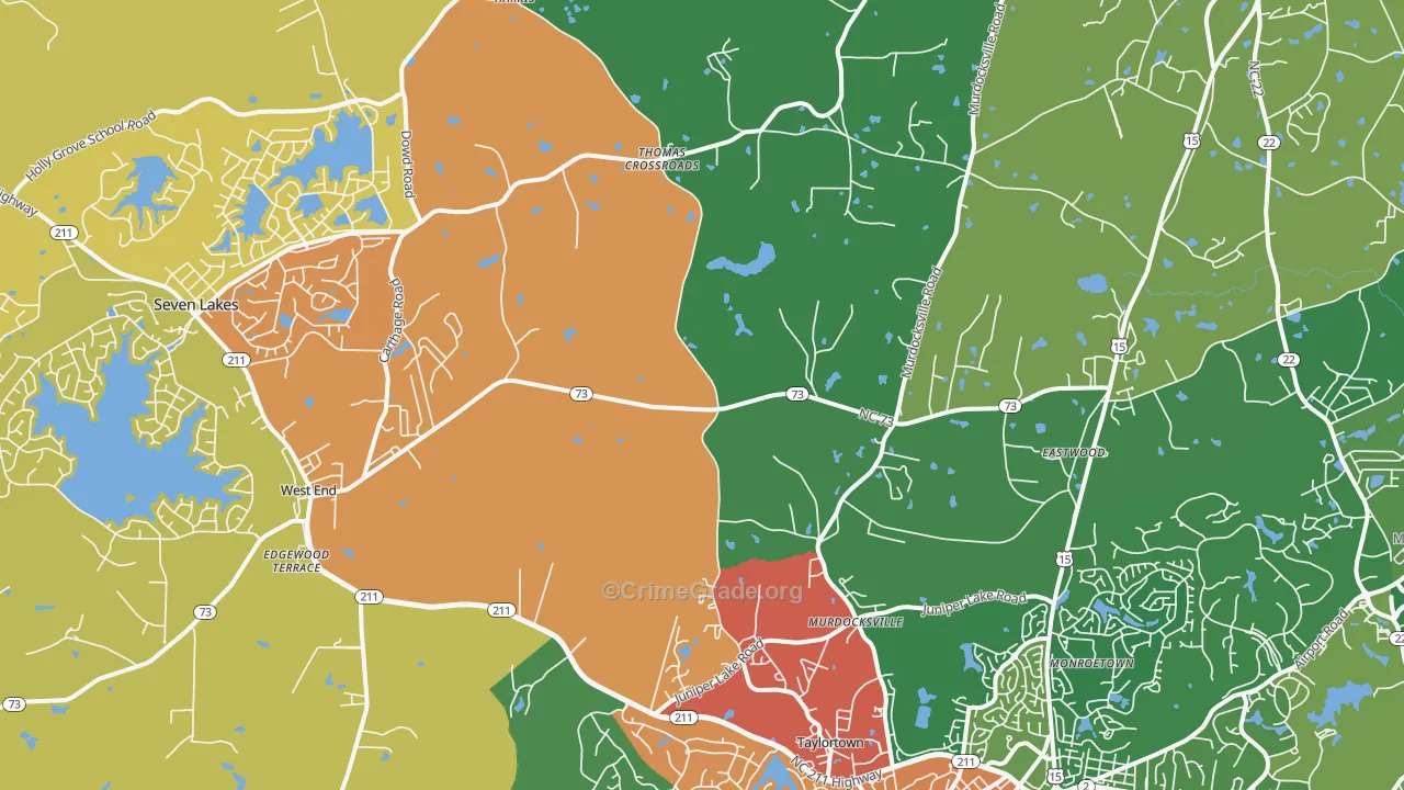 West End, NC Map of Theft Rates
