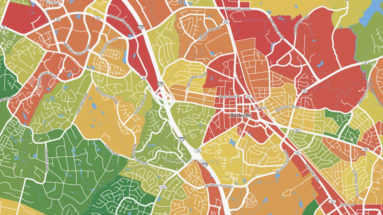 West End Park, Rockville, MD Map of Theft Rates