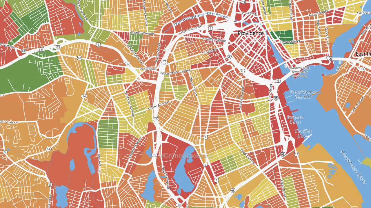 West End, Providence, RI Map of Theft Rates