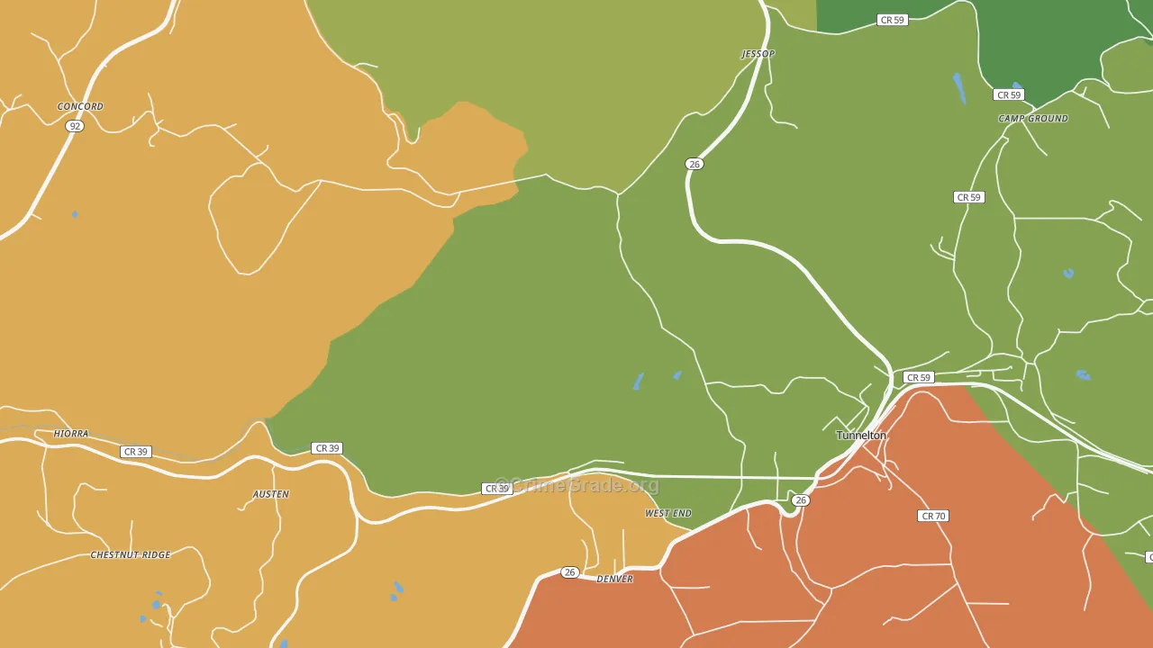 West End, WV Map of Theft Rates
