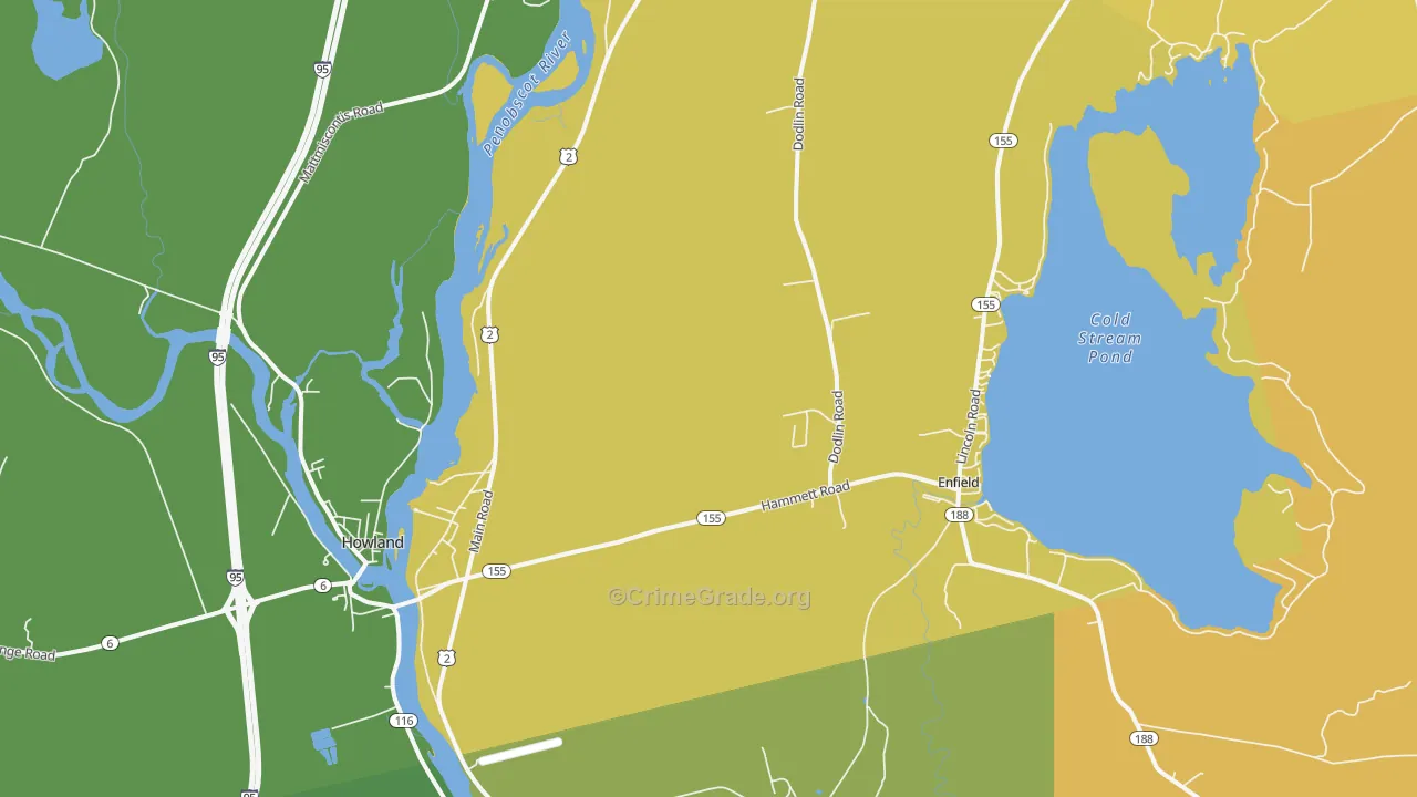 West Enfield, ME Map of Theft Rates